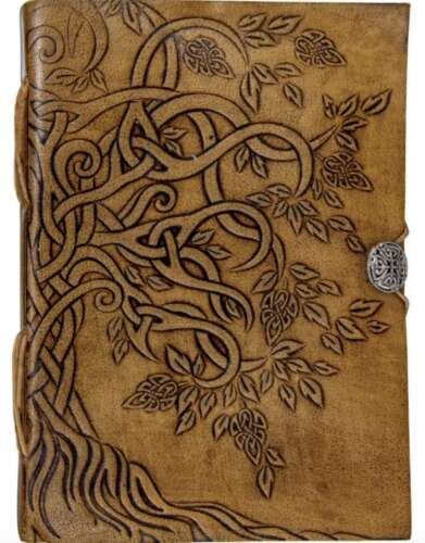 Tree of Life Leather Journal with Button Closure