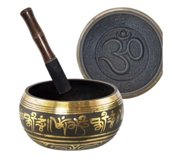 Black and Gold OM Tibetan Singing Bowl