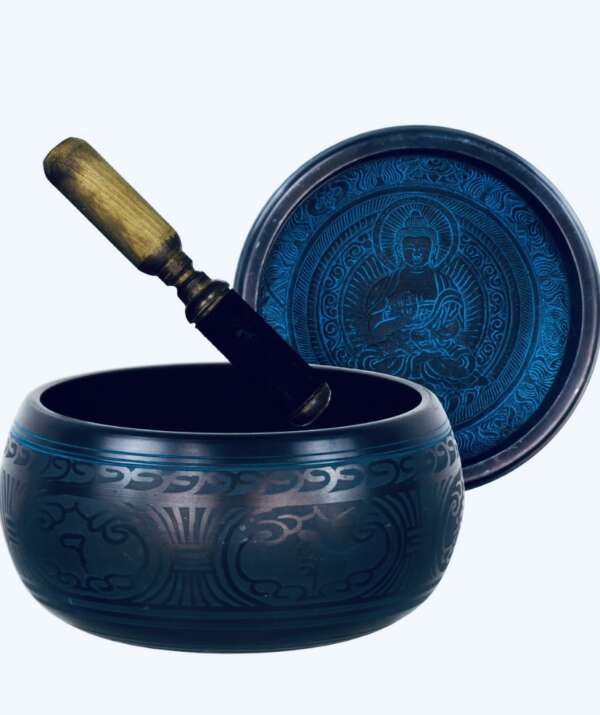 Medicine Buddha Singing Bowl ~ 9.5 inch, Blue