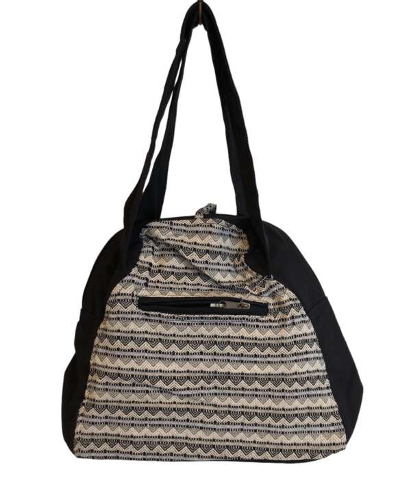 Handmade Black and White Zigzag Pattern Carrying Bag