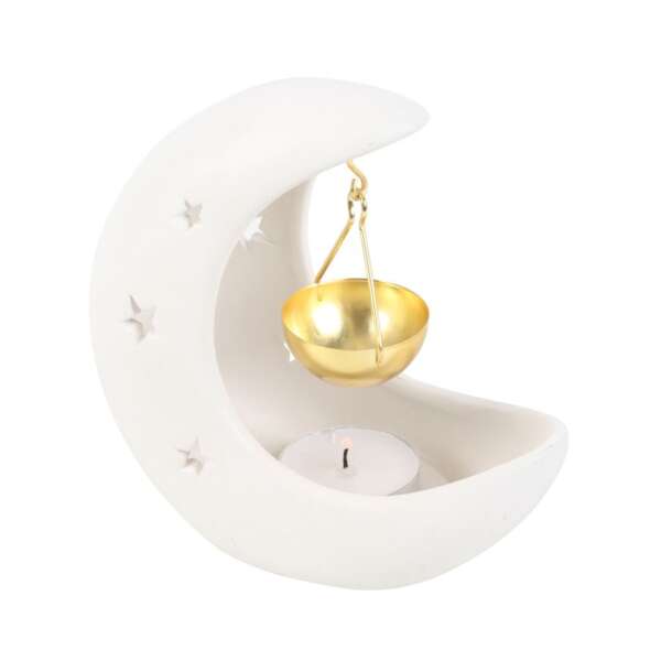 White Crescent Moon Oil Burner